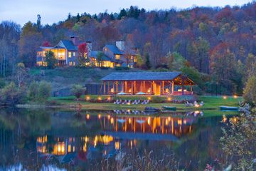 Exterior of the Twin Farms resort and property 
