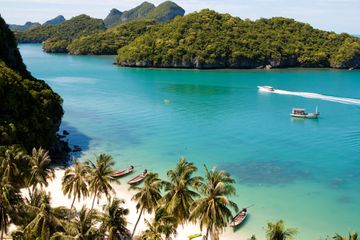 Aerial view of a beach in Koh Samui, Thailand