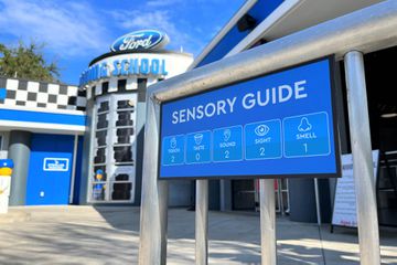 The Sensory Guide outside the Ford Drive School at Legoland Florida 