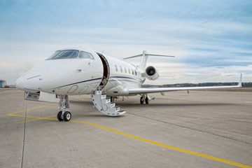 Exterior of private jet on a tarmac 