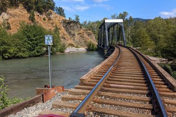 The railbiking track going over water 