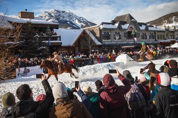 Skijoring during the SnowDays festival in Banff 