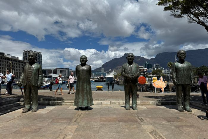Statues along the street of the V&A Waterfront in Cape Town