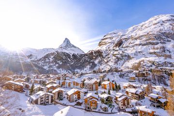 Scenic view of snowcapped mountains in Zermatt, Switzerland