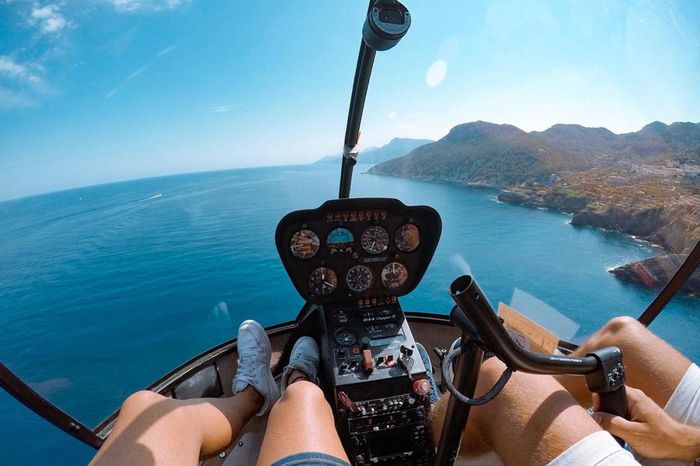 View of Mallorca coast from helicopter