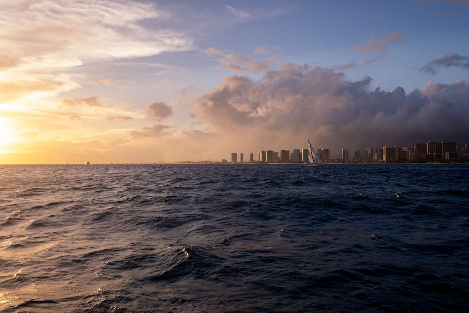 Sunset off the coast of Honolulu