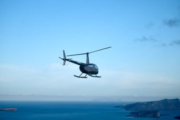 A Hoper helicopter over the Greek Islands 