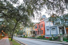 Historic houses around Forsyth Park, downtown Savannah, GA.