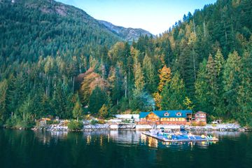 Exterior view on the waterfront of Klahoose Wilderness Resort 