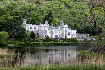 Kylemore Abbey on Pollacapall Lough in Connemara in County Galway, Ireland 