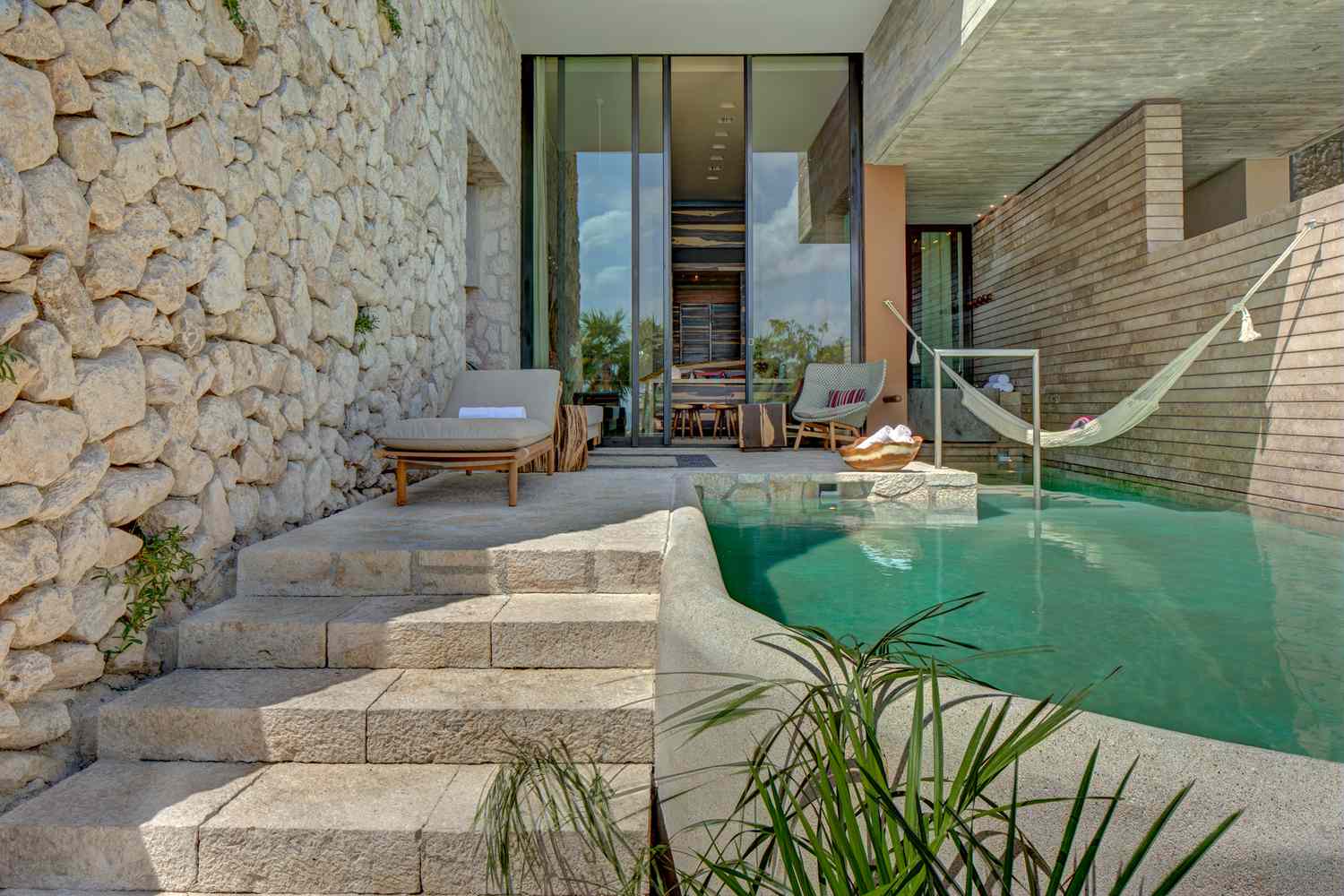 View into a villa at La Casa de la Playa resort