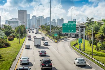 Rush hour traffic at Miami downtown.