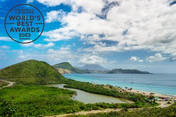 View of Caribbean landscape from St Kitts