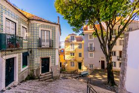 Alfama neighbourhood on a sunny day, Lisbon, Portugal