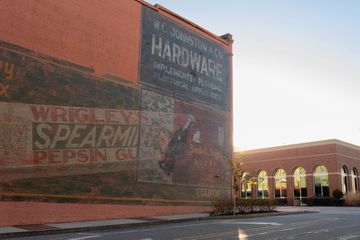 Murals on the side of old warehouses
