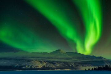 Aurora Borealis over Kluane Lake in the eponym National Park of the Yukon