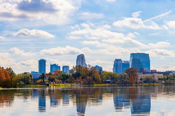 The skyline of Orlando, Florida during the fall