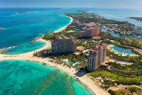 Aerial view of Atlantis Resort on Paradise Island in Nassau, Bahamas