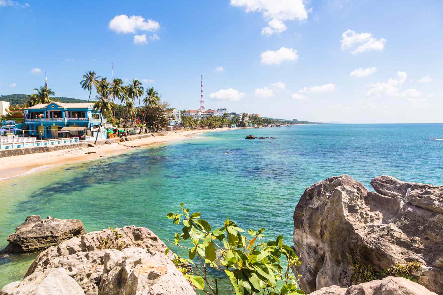 Idyllic beach in Duong Dong city in Phu Quoc island in south Vietnam. The island has really gained in popularity as a travel destinations in the last years.