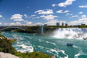 View of rainbow bridge and niagara falls
