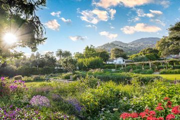 The garden on a sunny day at San Ysidro Ranch in California 