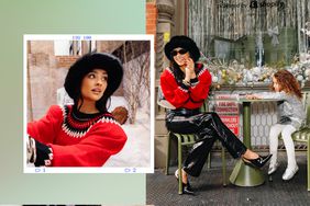 Shay Mitchell in winter attire with her daughter, a festive seasonal photoshoot