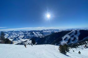 Skiers going down the mountain at Sun Valley Resort 