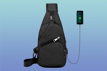 The Suptree Crossbody Sling Bag and phone charger