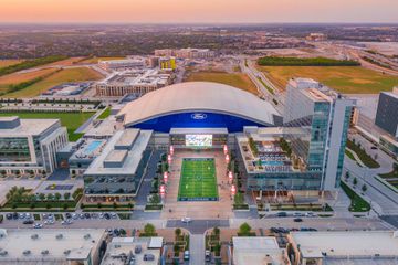 Aerial view of The Star entertainment complex in Frisco, Texas