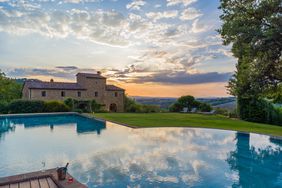 View from a pool of a villa in Tuscany