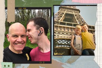 A father and son in McKee-Beshers Wildlife Management Area, right off the C&O Canal Trail and two brothers in front of the Eiffel Tower 