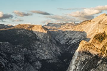 Sunset over Yosemite mountains